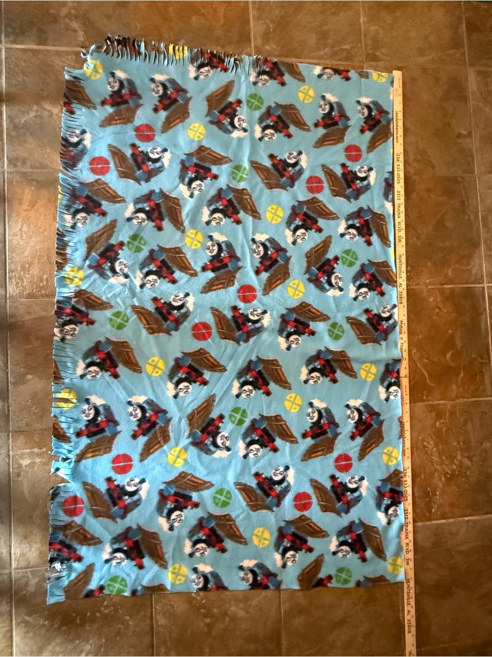 Thomas & Friends Light Blue Fleece Throw Blanket with Train Motif